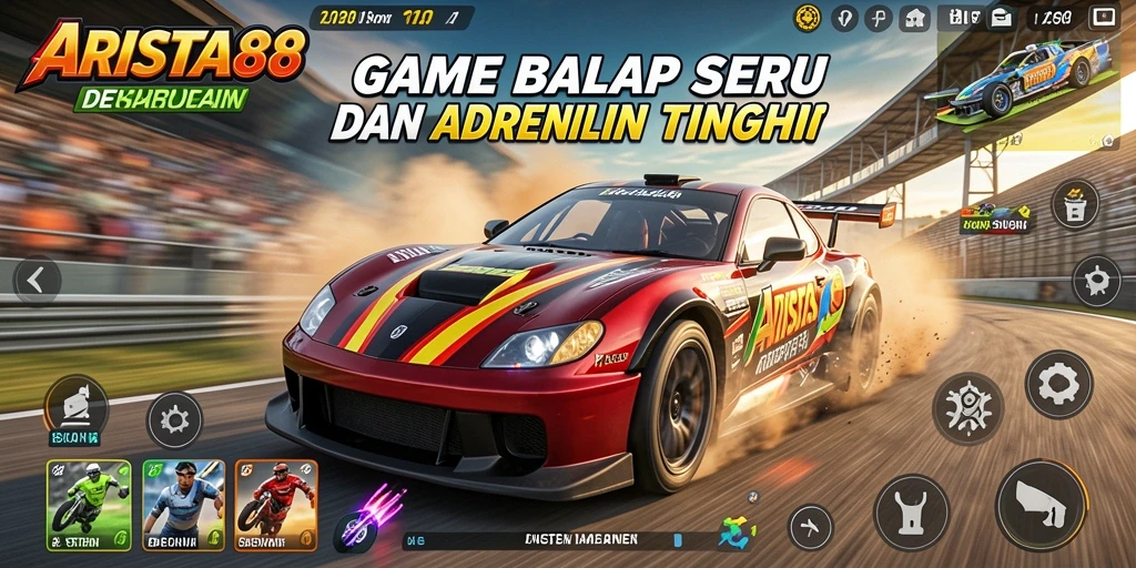 Screenshot ARISTA88 menampilkan balapan cepat dan grafik yang memukau.