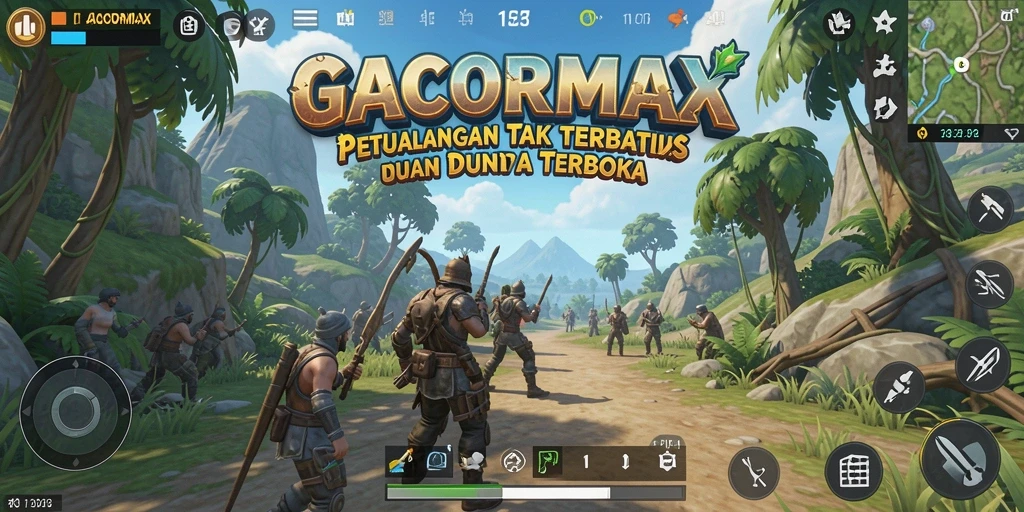 Tampilan gameplay GACORMAX yang menampilkan eksplorasi dunia terbuka.