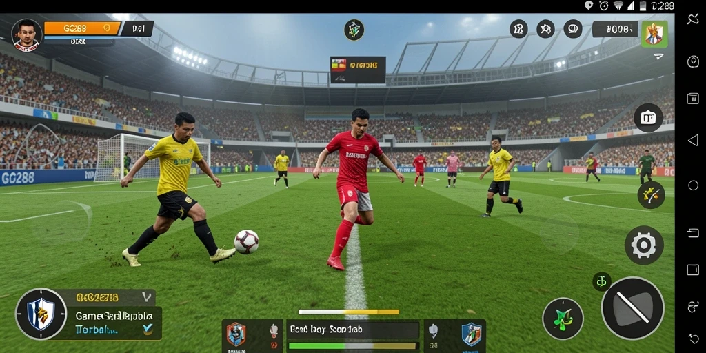 Tampilan gameplay GG288 yang seru dengan aksi sepak bola intens.
