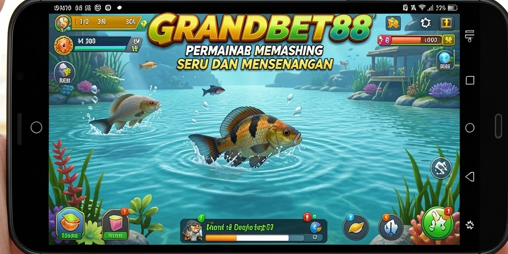 Screenshot gameplay yang menunjukkan aksi memancing yang seru.