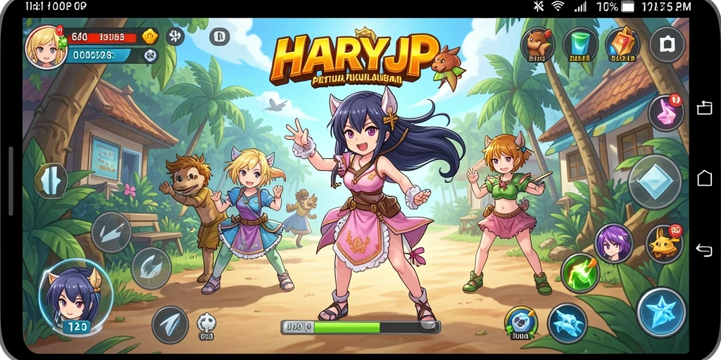 Gameplay menarik HARAPJP dengan karakter anime yang menawan.