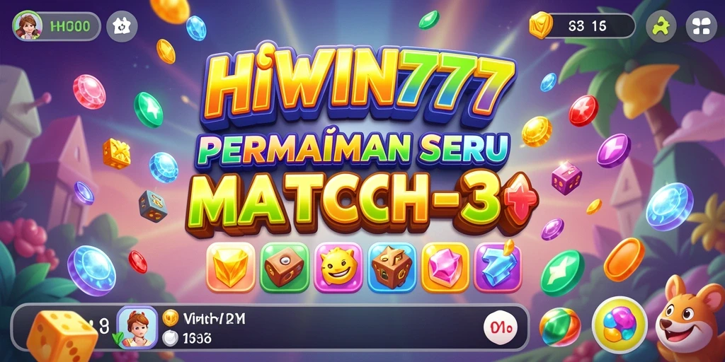 Tampilan gameplay seru HIWIN777 dengan permata berwarna-warni.