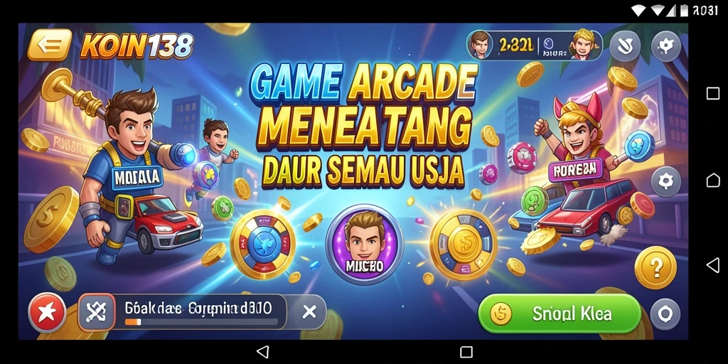 Screenshot KOIN138 menunjukkan gameplay seru dan penuh warna dari game Arcade.