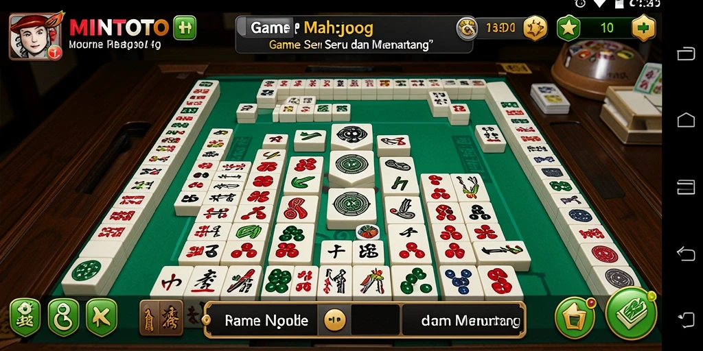 Tampilan gameplay seru MINTOTO dengan ubin Mahjong berwarna-warni.