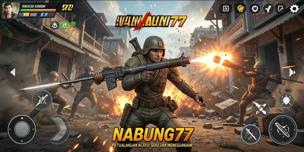Tampilan aksi seru dalam gameplay NABUNG77 yang menegangkan.