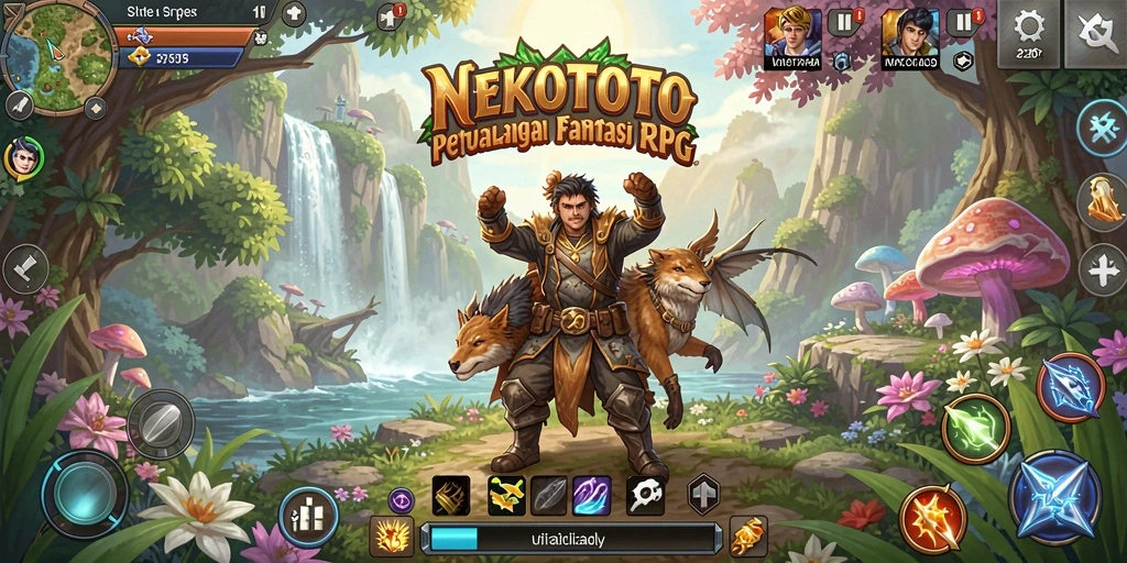 Gameplay seru di NEKOTOTO dengan karakter fantastis dan pertarungan dinamis.