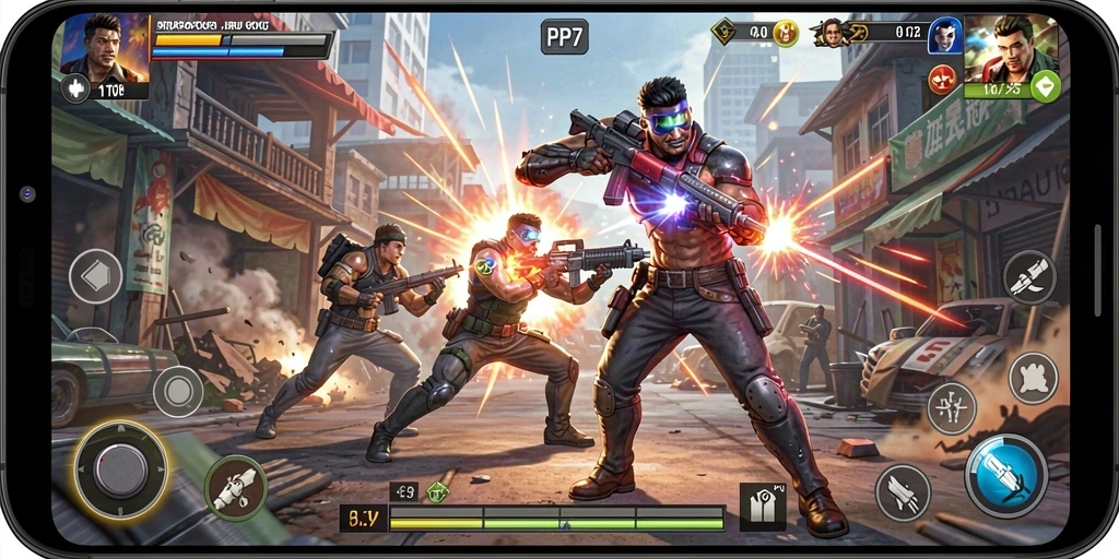 Gameplay PP7 yang seru dengan pertarungan menegangkan.