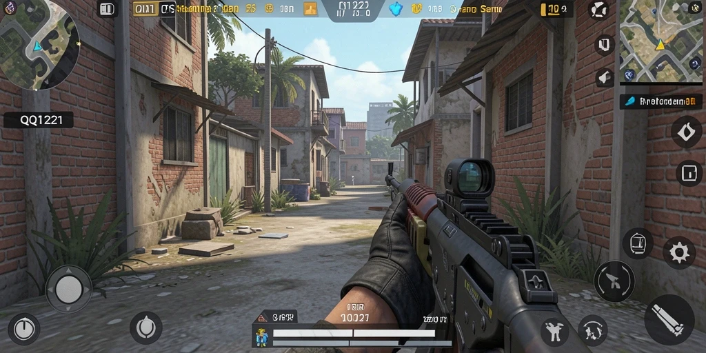 Screenshot gameplay <strong>QQ1221</strong> menampilkan aksi tembak-menembak seru.